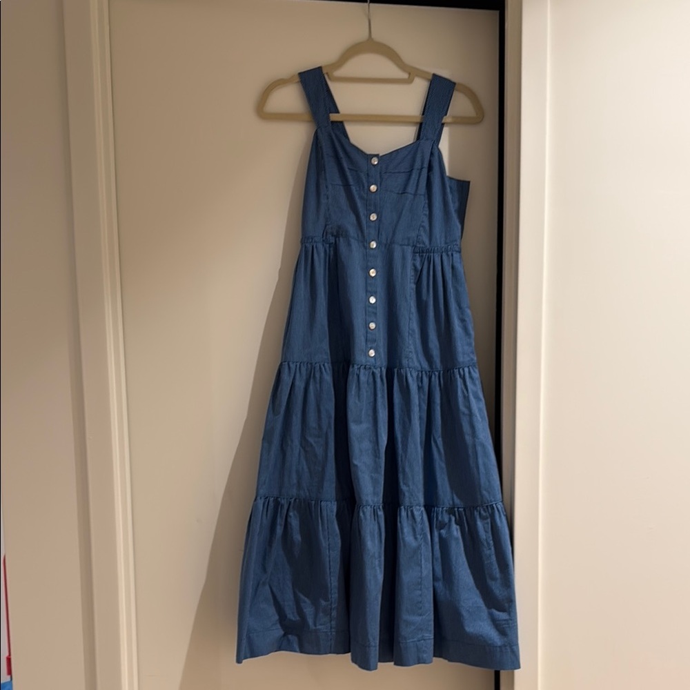 NWOT Elegant Madewell Blue Tiered Midi Dress